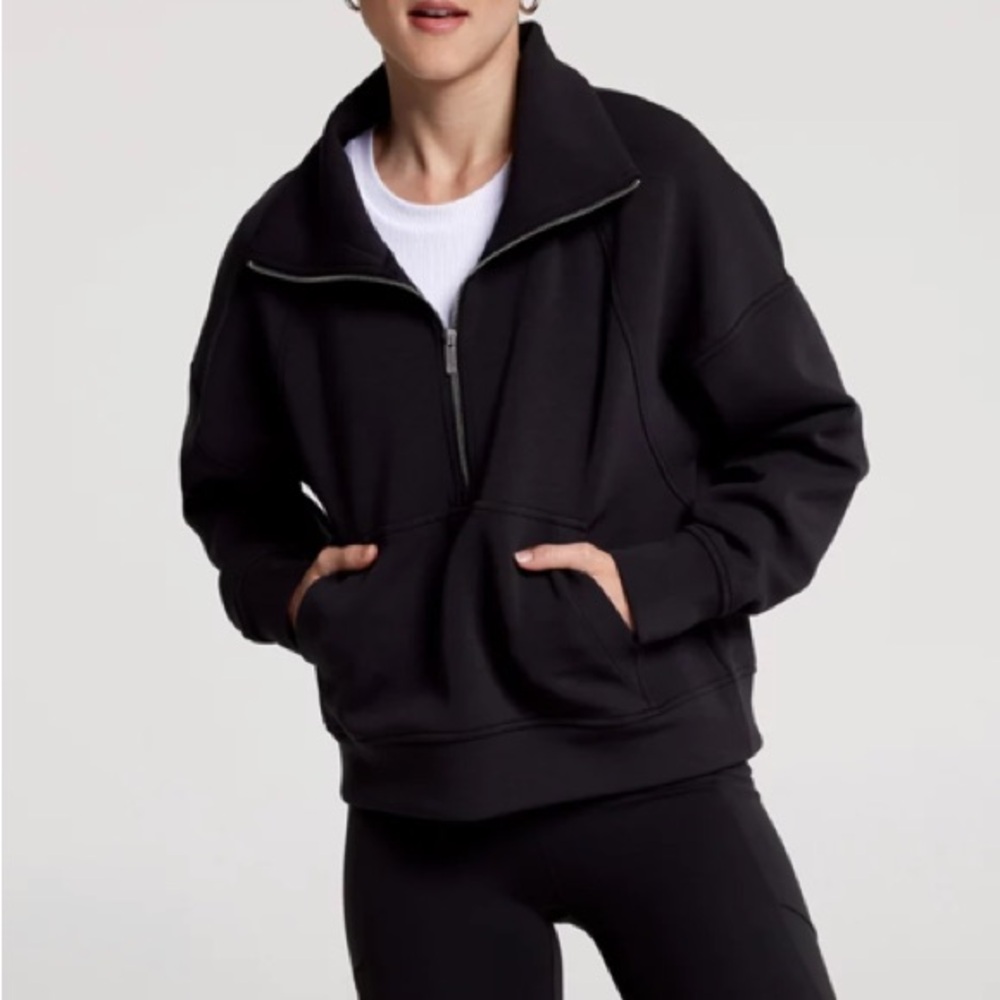 CALIA Women's Soft Scuba 1/4 Zip Pullover Sweatshirt Black Athleisure Top S NEW - Picture 2 of 12